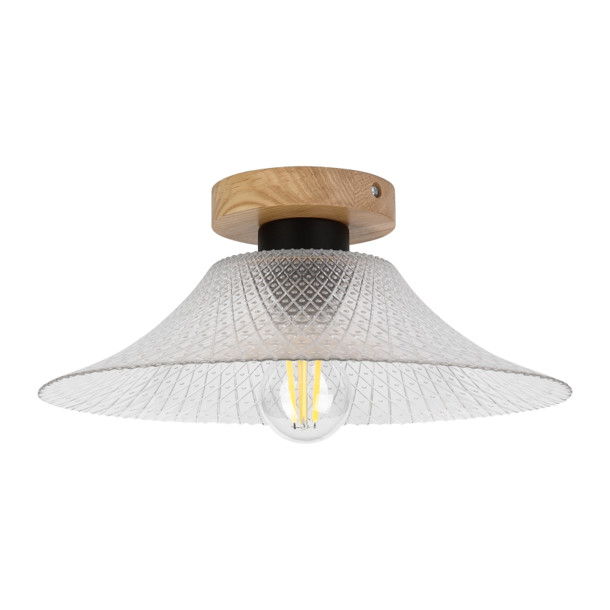Deckenleuchte JULL WOOD 1xE27/15W/230V Eiche/klares Glas Ø 34 cm