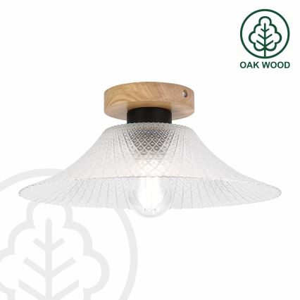 Deckenleuchte JULL WOOD 1xE27/15W/230V Eiche/klares Glas Ø 34 cm