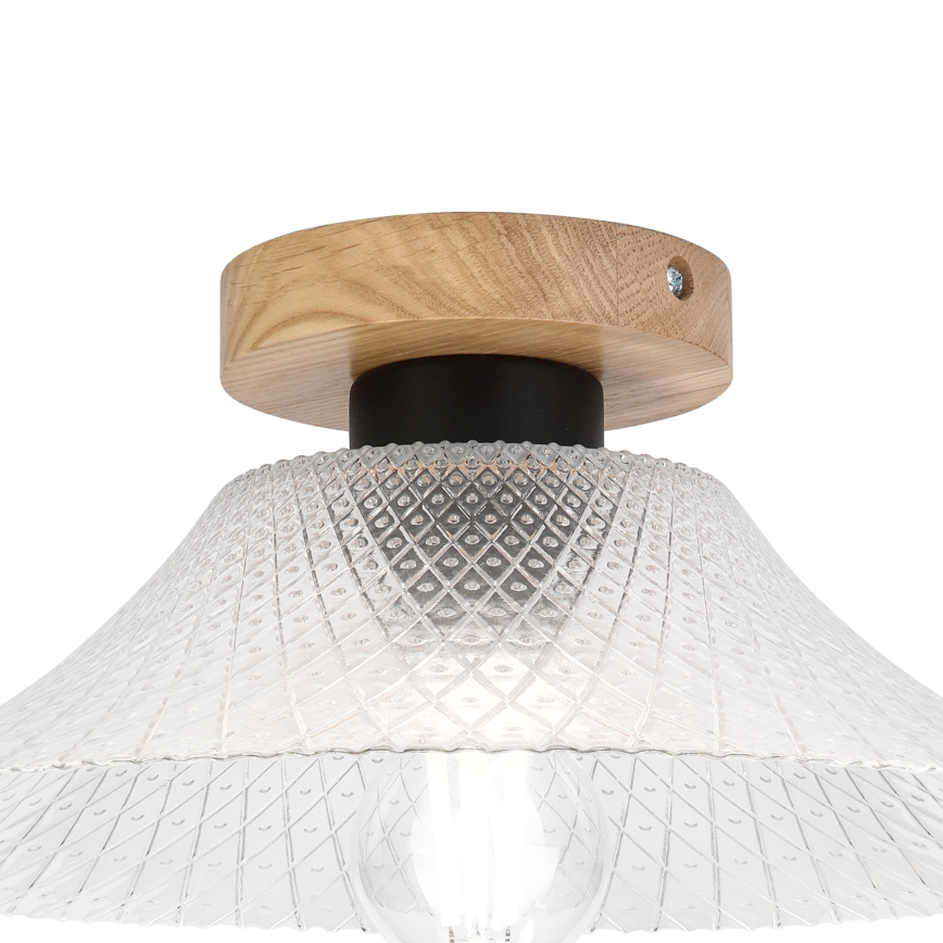 Deckenleuchte JULL WOOD 1xE27/15W/230V Eiche/klares Glas Ø 34 cm