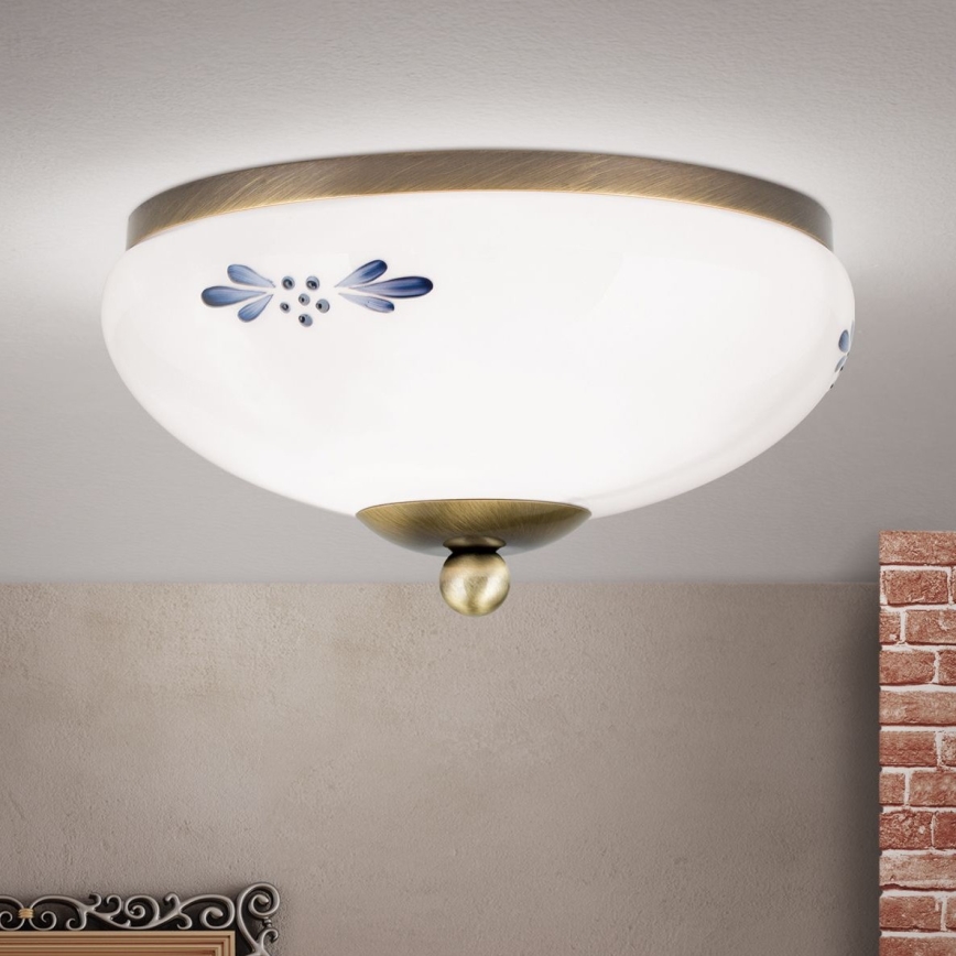 Deckenleuchte LANDHAUS 1xE27/60W/230V d 21 cm bronzen/weiß
