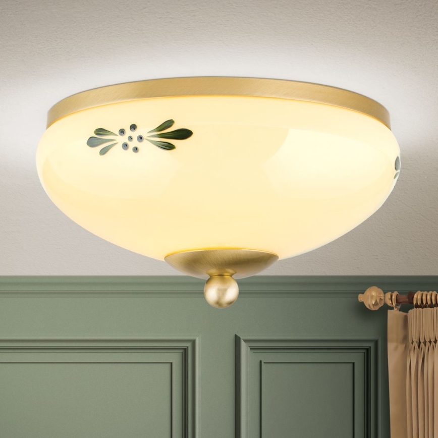 Deckenleuchte LANDHAUS 1xE27/60W/230V d 21 cm Messing/beige