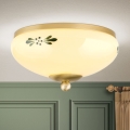 Deckenleuchte LANDHAUS 1xE27/60W/230V Ø 21 cm messing/beige/grün