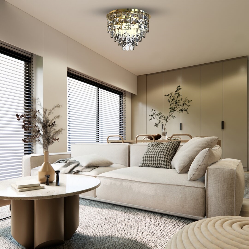 Deckenleuchte LUXURIA 9xE14/40W/230V d 48 cm golden