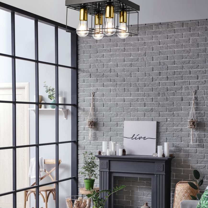 Deckenleuchte MIKA 4xE27/60W/230V schwarz/golden