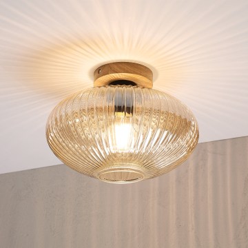 Deckenleuchte MILOU WOOD 1xE27/15W/230V Eiche/rauchbeige Ø 29 cm