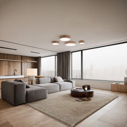 Deckenleuchte mit Sensor CLEO 3xE27/24W/230V pr. 37,5 cm Eiche