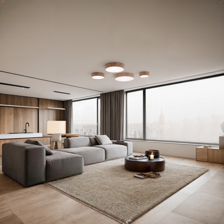 Deckenleuchte mit Sensor CLEO 3xE27/24W/230V pr. 37,5 cm Eiche