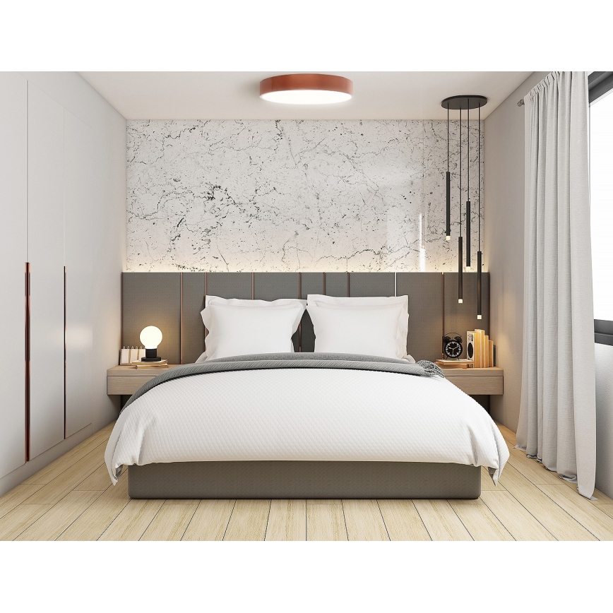 Deckenleuchte mit Bewegungs- und Dämmerungssensor CLEO 6xE27/24W/230V Ø 80 cm kupferfarben