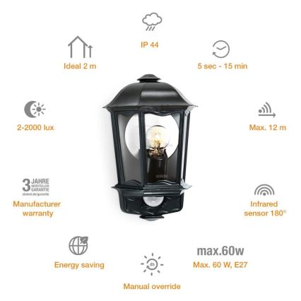 Deckenleuchte mit Sensor L 190 S schwarz