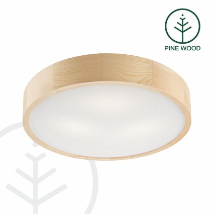 Deckenleuchte NATURAL 3xE27/60W/230V Ø 47,5 cm Kiefer