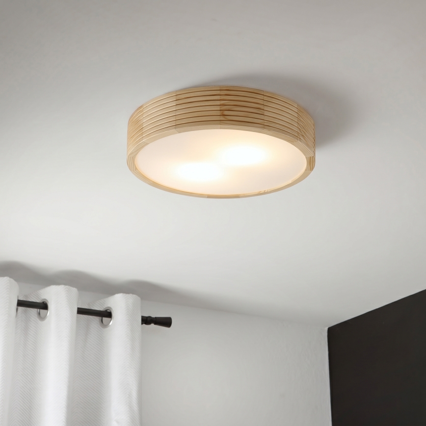 Deckenleuchte NATURAL MODERN, 2x E27/15 W/230 V, Ø 37,5 cm, Kiefer
