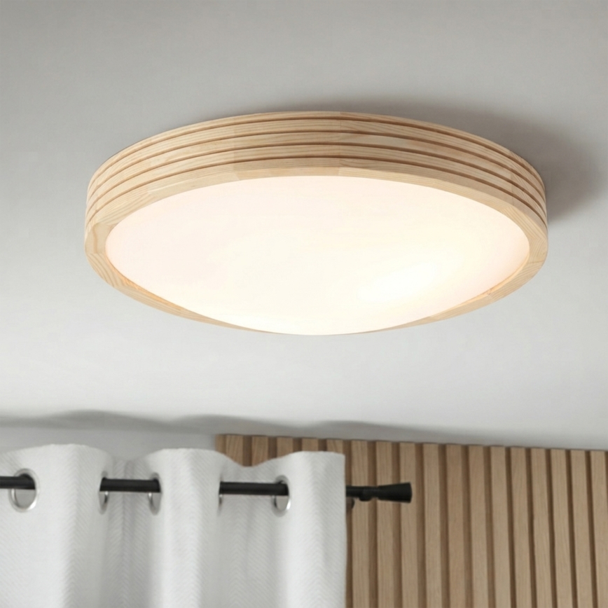 Deckenleuchte NATURAL MODERN SLIM 2xE27/15W/230V Ø 37,5 cm Kiefer