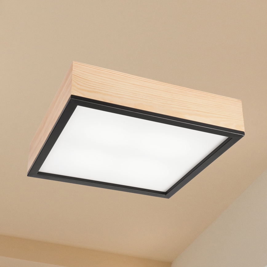 Deckenleuchte NATURAL SQUARE 4xE27/15W/230V 39x39 cm Kiefer/schwarz