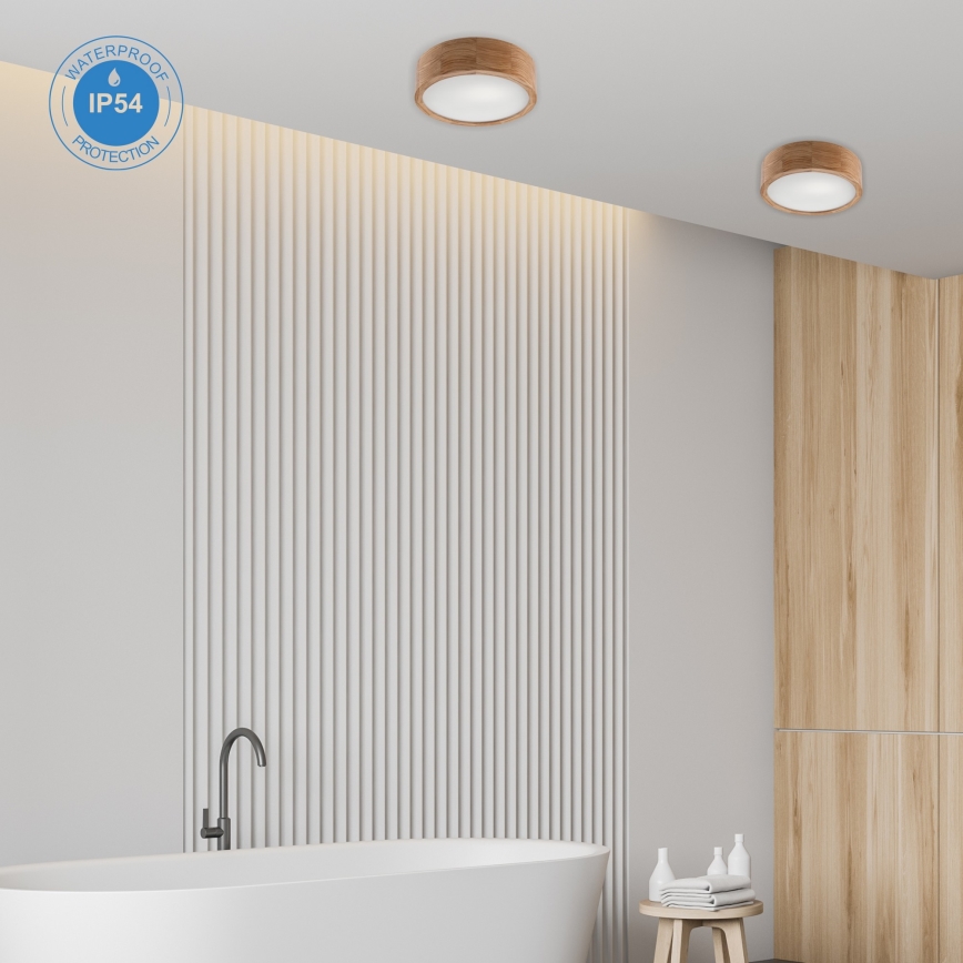 Deckenleuchte für Badezimmer OAK 2xE27/15W/230V IP54 Eiche ø 27 cm - FSC -zertifiziert