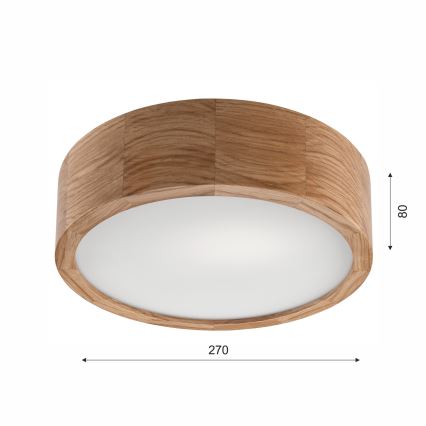 Deckenleuchte für Badezimmer OAK 2xE27/15W/230V IP54 Eiche ø 27 cm - FSC -zertifiziert