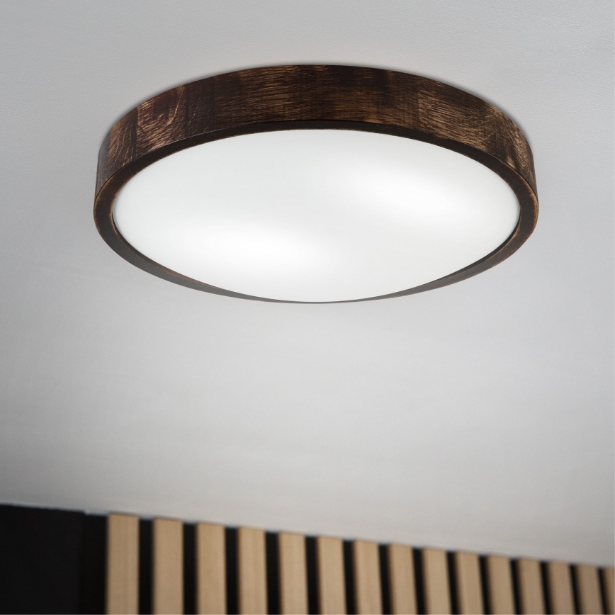 Deckenleuchte OAK SLIM 2xE27/15W/230V Ø 37 cm Eiche/dunkelbraun