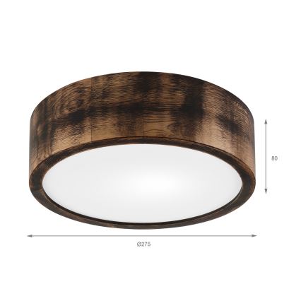 Deckenleuchte OAK SMOKY 1xE27/15W/230V ø 27,5 cm Eiche/dunkelbraun