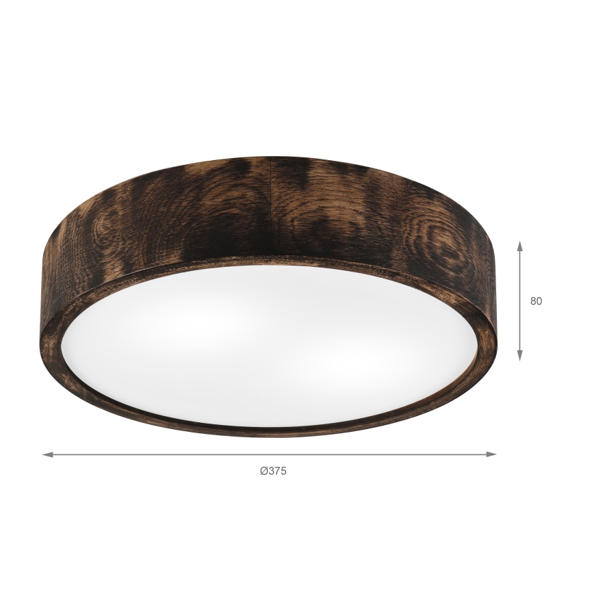 Deckenleuchte OAK SMOKY 2xE27/15W/230V ø 37,5 cm Eiche/dunkelbraun