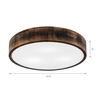 Deckenleuchte OAK SMOKY 3xE27/15W/230V ø 47,5 cm Eiche/dunkelbraun