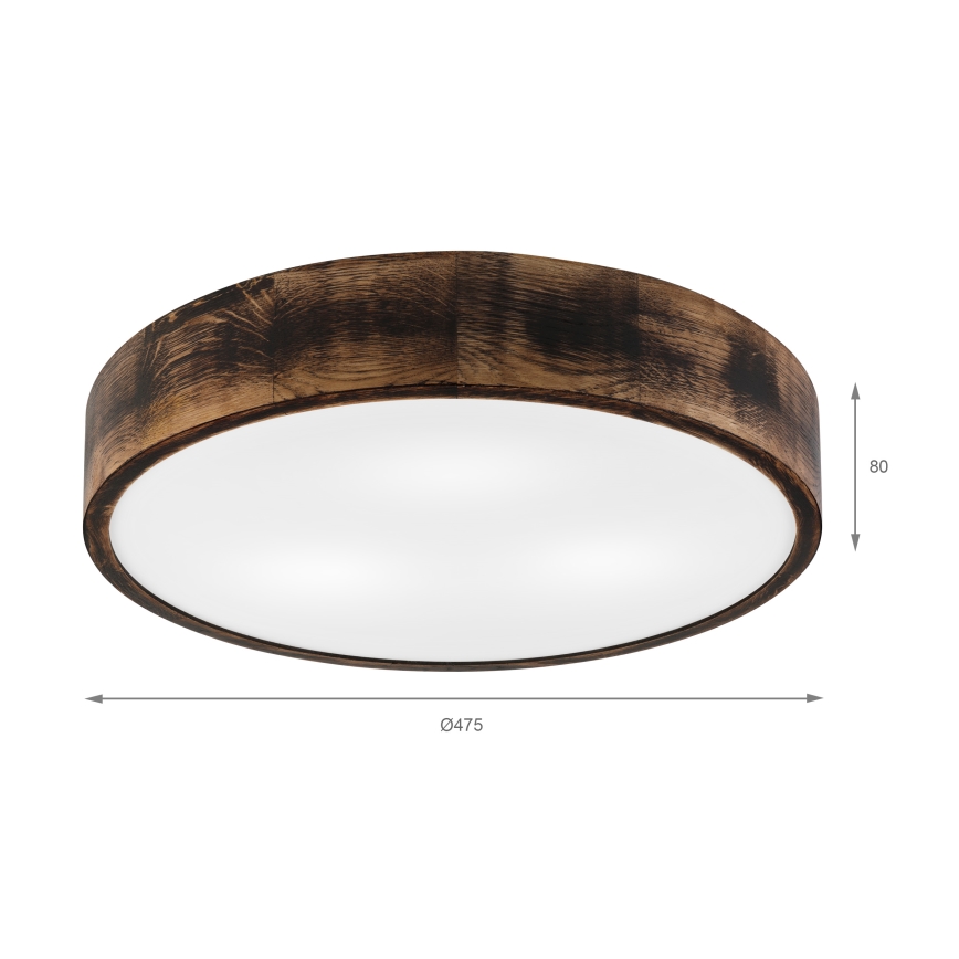 Deckenleuchte OAK SMOKY 3xE27/15W/230V ø 47,5 cm Eiche/dunkelbraun