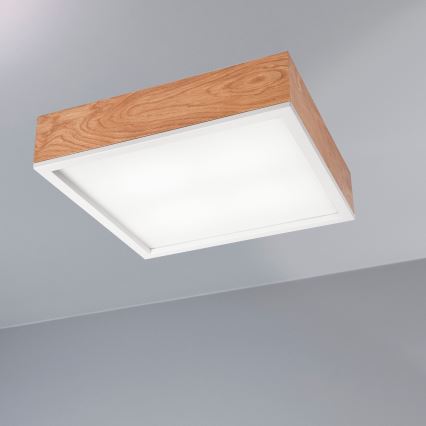 Deckenleuchte OAK SQUARE 4xE27/15W/230V 39x39 cm Eiche/weiß