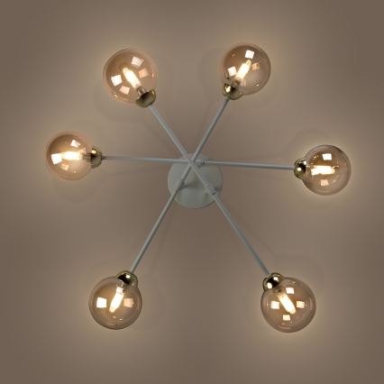 Deckenleuchte OBSIDIAN 6xG9/10W/230V cremefarben/goldfarben/rauchbeige