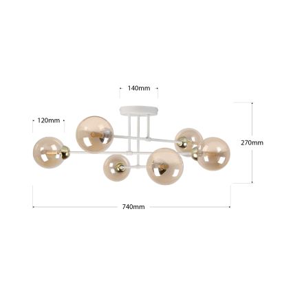 Deckenleuchte OBSIDIAN 6xG9/10W/230V cremefarben/goldfarben/rauchbeige