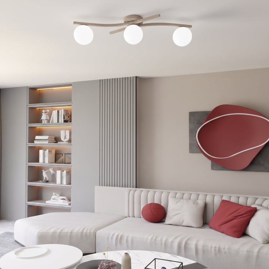 Deckenleuchte OPUS 3xE14/10W/230V beige/weiß