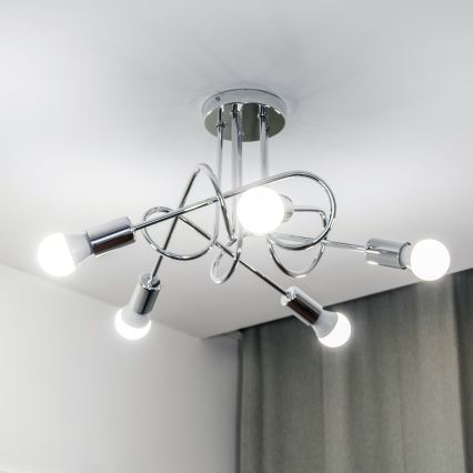 Deckenleuchte OXFORD 5xE27/15W/230V, glänzender Chrom
