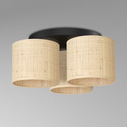 Deckenleuchte RATTAN, aufgesetzt, 3xE27/60W/230V, Rattan