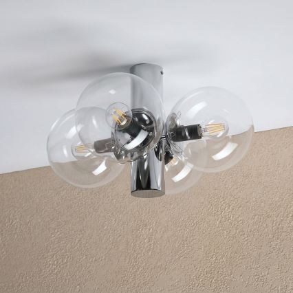 Deckenleuchte SFERIO 4xE14/5W/230V glänzender Chrom/klares Glas