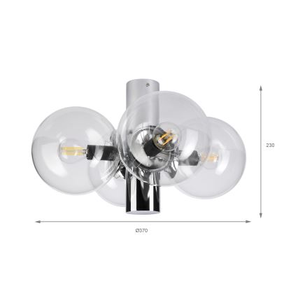 Deckenleuchte SFERIO 4xE14/5W/230V glänzender Chrom/klares Glas