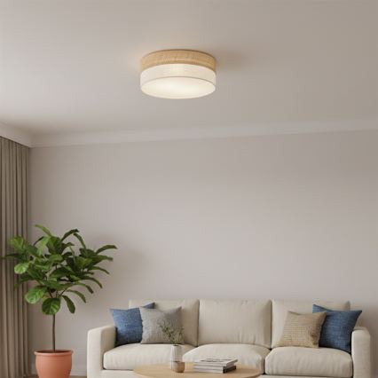 Deckenleuchte SIRJA DOUBLE BOHO 2xE14/15W/230V Ø 35 cm beige/creme