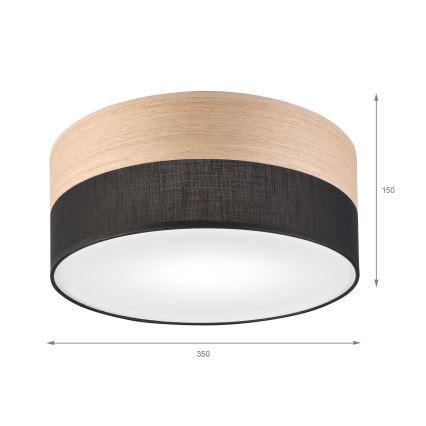 Deckenleuchte SIRJA WOOD 1xE27/15W/230V d 35 cm schwarz/Eiche