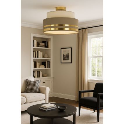Deckenleuchte TAMI 1xE27/60W/230V d 40 cm beige/braun/golden