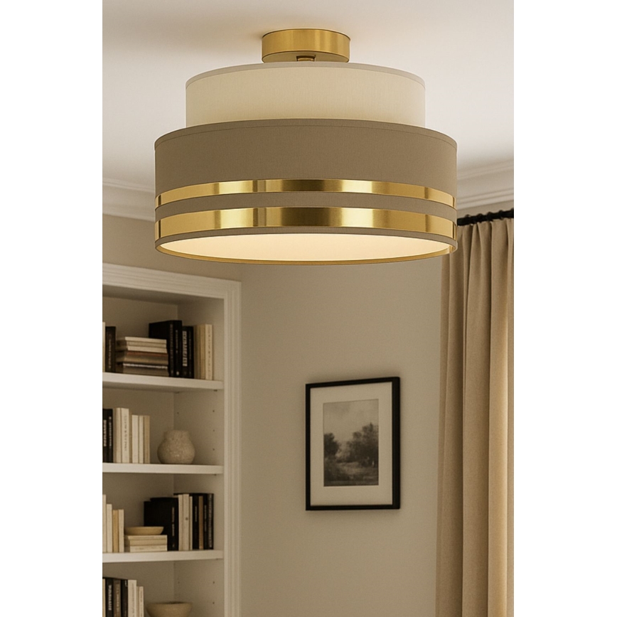 Deckenleuchte TAMI 1xE27/60W/230V d 40 cm beige/braun/golden