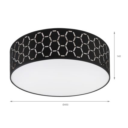 Deckenleuchte ULLE 2xE27/15W/230V Ø 45 cm schwarz