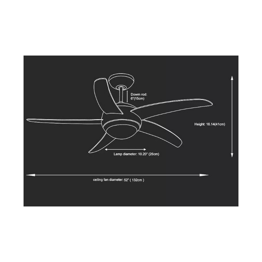 Deckenventilator 2xE27/20W/230V d 132 cm + Fernbedienung