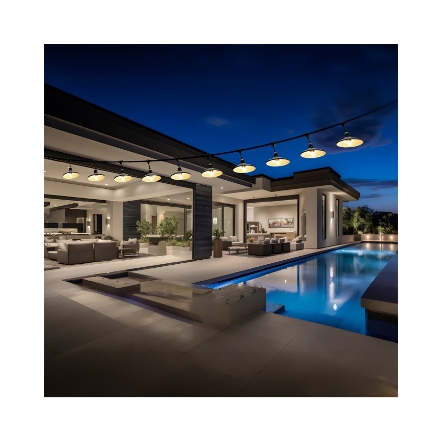 Dekorative Außen-Lichterkette CRETE, 10×E27, 230 V, 15 m, IP44