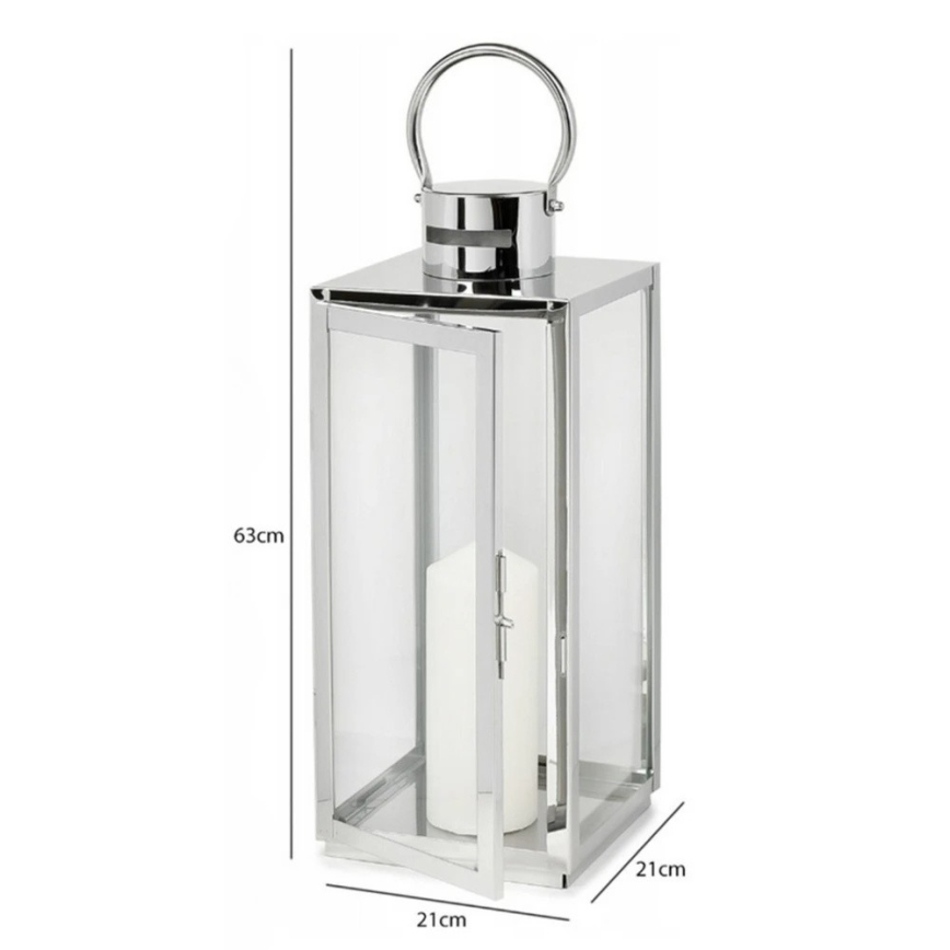 Dekorative Laterne 63 cm, glänzender Chrom