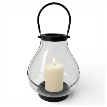 Dekorative Laterne GLASSY 25 cm, schwarz