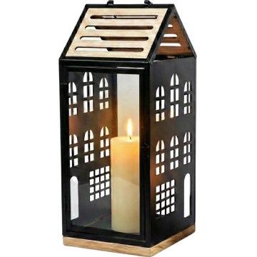 Dekorative Laterne HOME 34,5 cm schwarz/beige