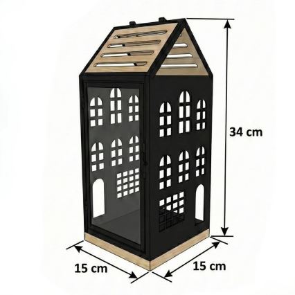 Dekorative Laterne HOME 34,5 cm schwarz/beige