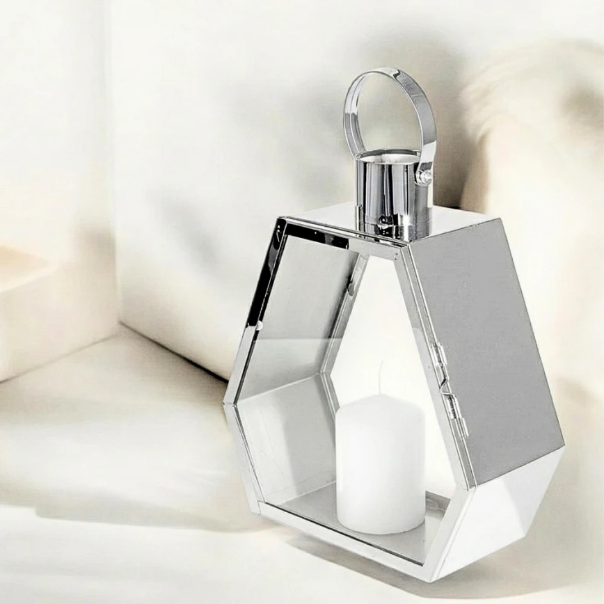 Dekorative Laterne PALACE, 34 cm, hochglänzender Chrom