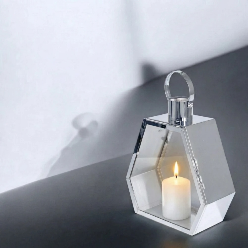 Dekorative Laterne PALACE, 43 cm, glänzender Chrom