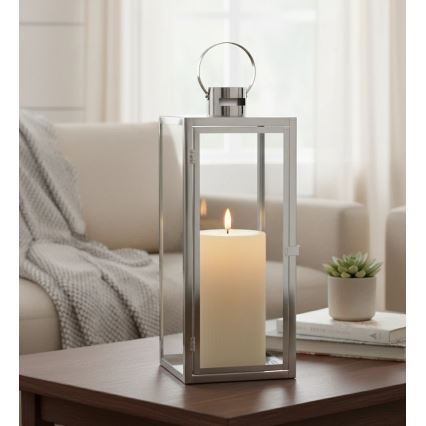 Dekorative Laterne TOWER, 29 cm, glänzender Chrom