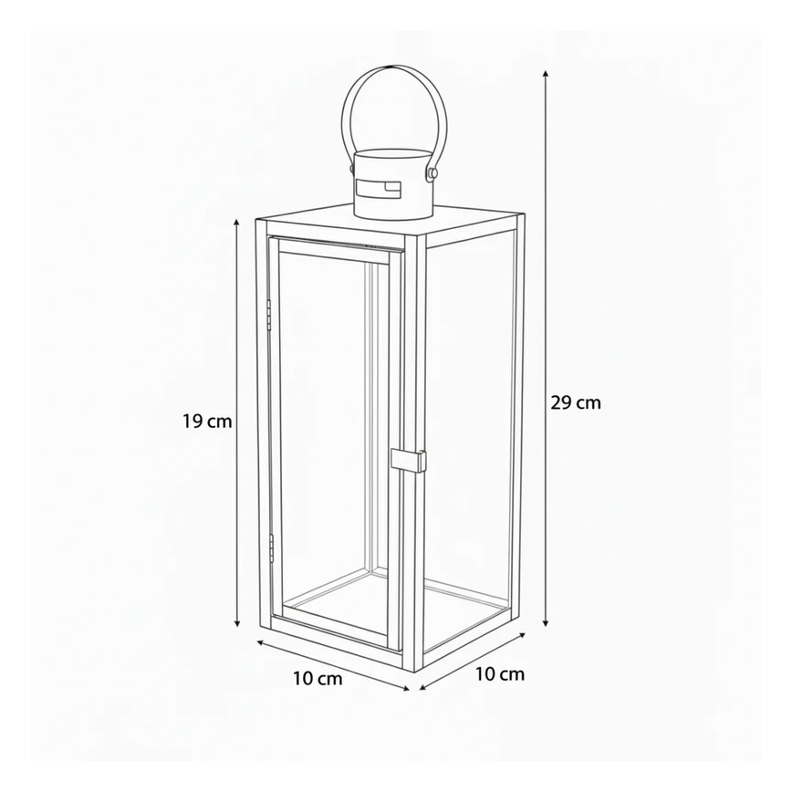Dekorative Laterne TOWER, 29 cm, glänzender Chrom