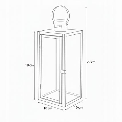 Dekorative Laterne TOWER, 29 cm, schwarz