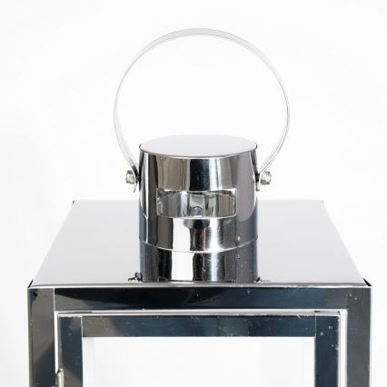 Dekorative Laterne TOWER 38 cm glänzender Chrom