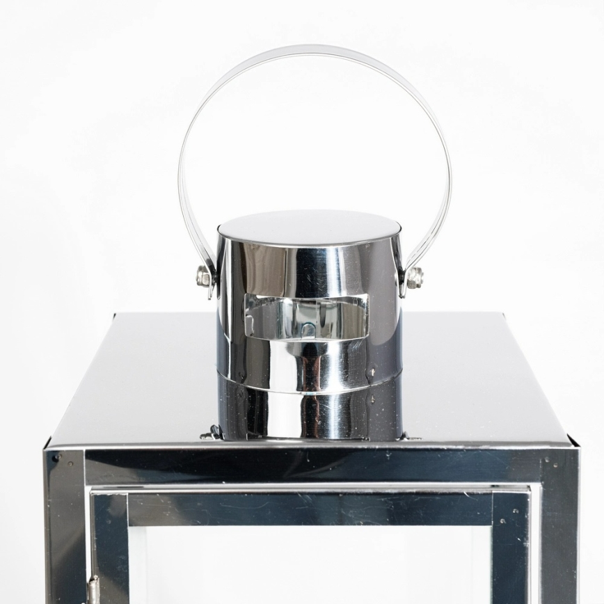 Dekorative Laterne TOWER 38 cm glänzender Chrom
